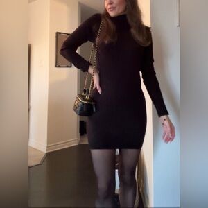 Black turtleneck long sleeves dress​